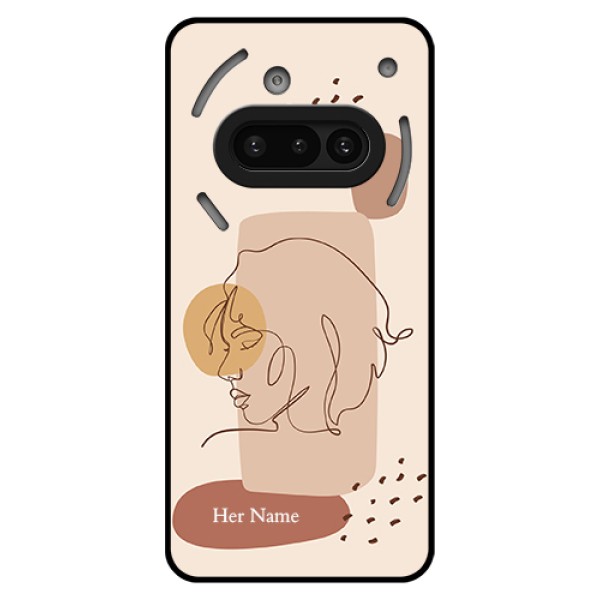 Nothing Phone 3A 5G Custom Glass Phone Case - Calm Woman Line Art Design Nothing Phone 3A 5G Custom Glass Phone Case - Calm Woman Line Art Design