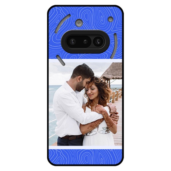 Nothing Phone 3A 5G Custom Glass Phone Case - Curved Line Art With Blue And White Design Nothing Phone 3A 5G Custom Glass Phone Case - Curved Line Art With Blue And White Design