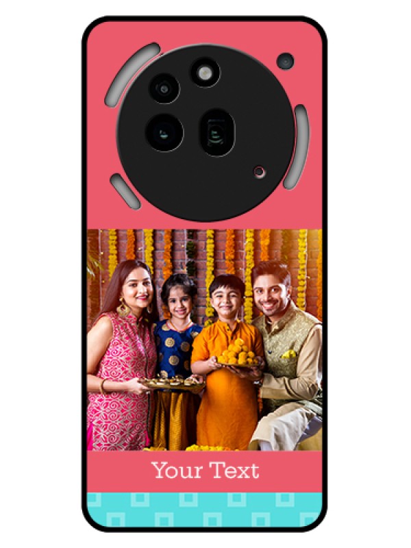 Custom Nothing Phone 3A Pro 5G Custom Glass Phone Case - Peach & Blue Color Design