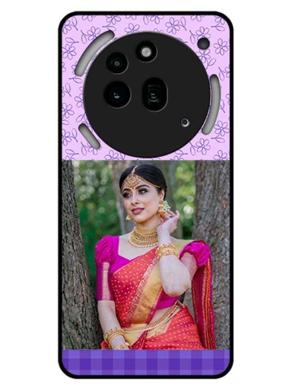 Custom Nothing Phone 3A Pro 5G Custom Glass Phone Case - Purple Floral Design