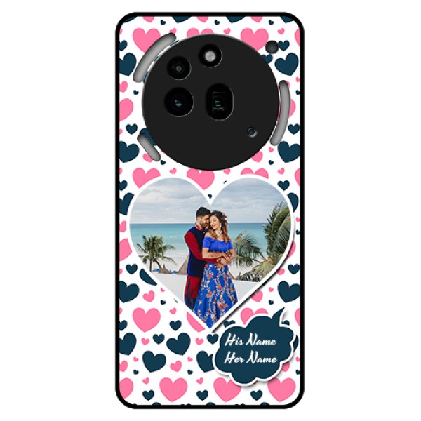 Nothing Phone 3A Pro 5G Custom Glass Phone Case - Pink & Blue Heart Design Nothing Phone 3A Pro 5G Custom Glass Phone Case - Pink & Blue Heart Design