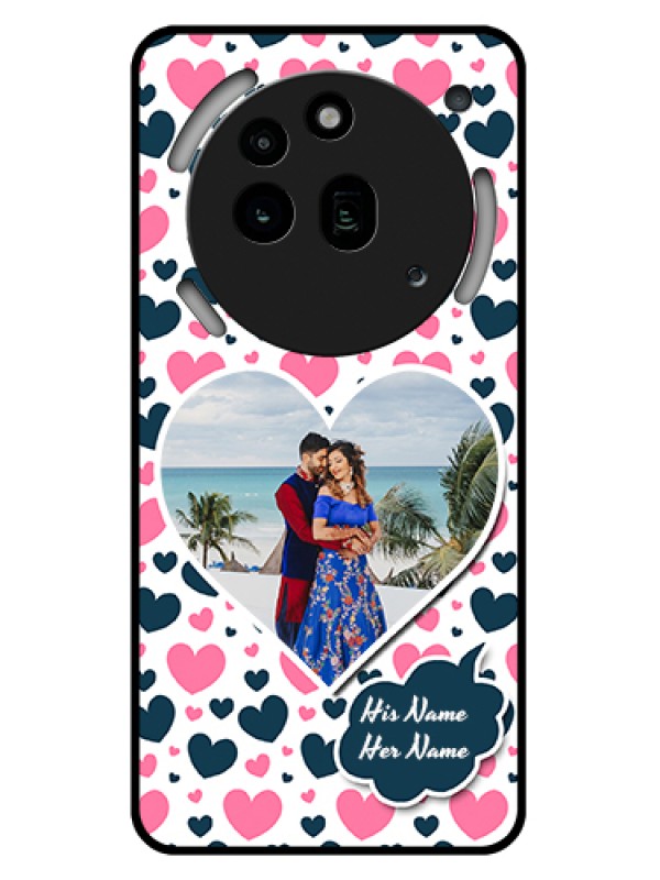 Custom Nothing Phone 3A Pro 5G Custom Glass Phone Case - Pink & Blue Heart Design