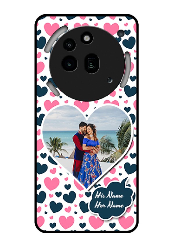 Nothing Phone 3A Pro 5G Custom Glass Phone Case - Pink & Blue Heart Design