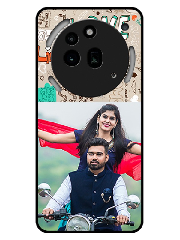 Custom Nothing Phone 3A Pro 5G Custom Glass Phone Case - Love Doodle Pattern