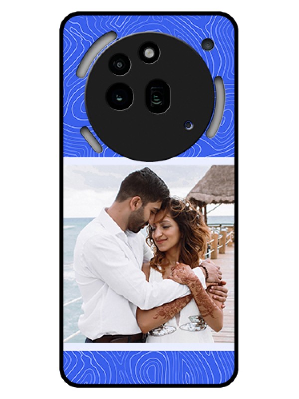 Custom Nothing Phone 3A Pro 5G Custom Glass Phone Case - Curved Line Art With Blue And White Design