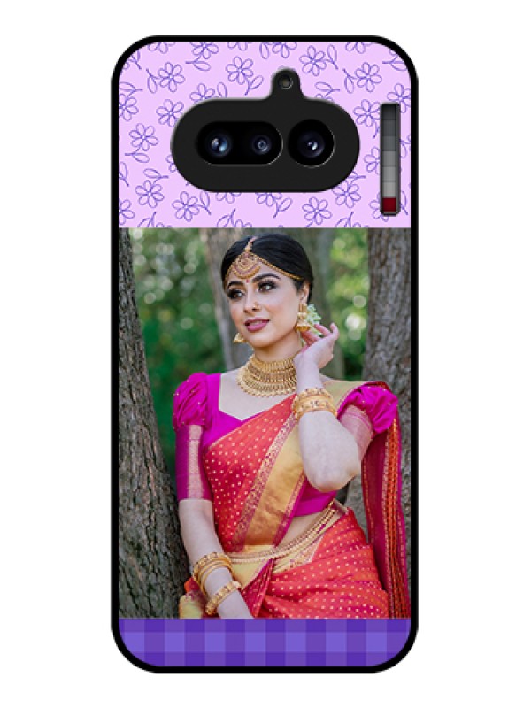 Custom Nothing Phone 4A 5G Custom Glass Phone Case - Purple Floral Design