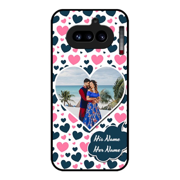 Nothing Phone 4A 5G Custom Glass Phone Case - Pink & Blue Heart Design Nothing Phone 4A 5G Custom Glass Phone Case - Pink & Blue Heart Design