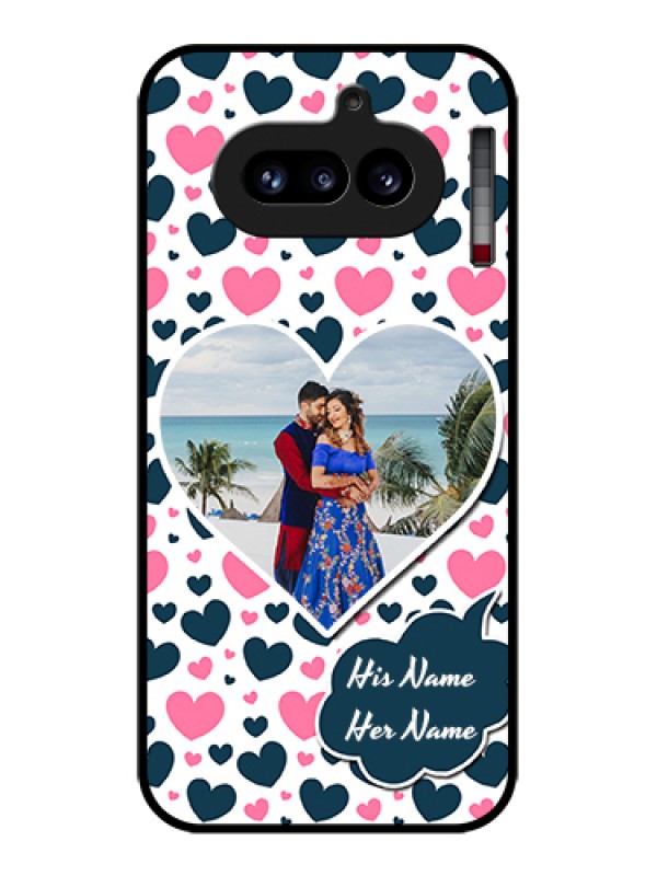 Custom Nothing Phone 4A 5G Custom Glass Phone Case - Pink & Blue Heart Design