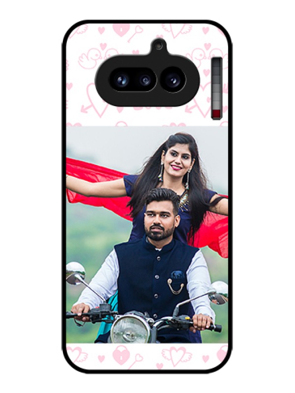 Custom Nothing Phone 4A 5G Custom Glass Phone Case - Pink Flying Heart Design