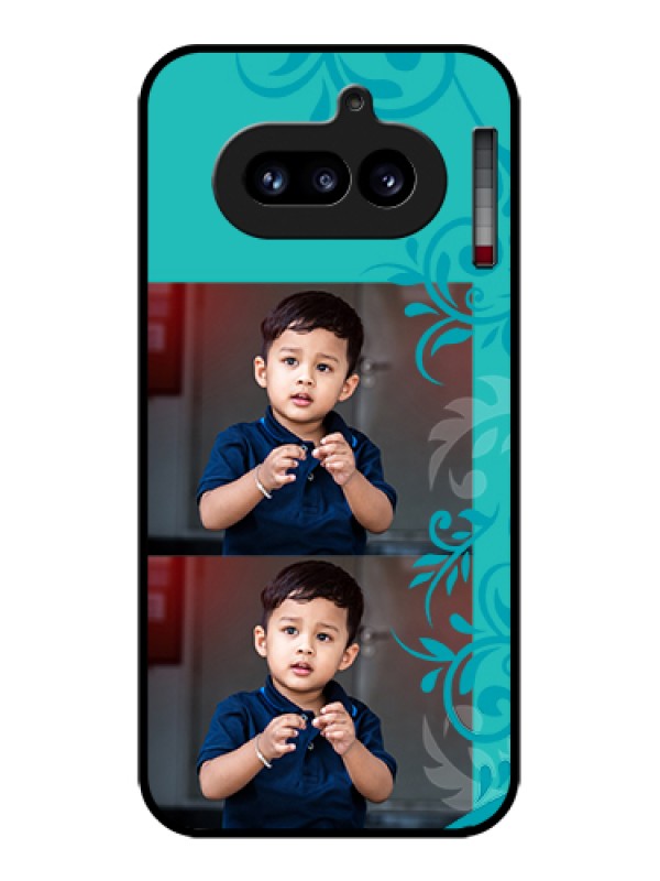 Custom Nothing Phone 4A 5G Custom Glass Phone Case - With Photo And Green Floral Design