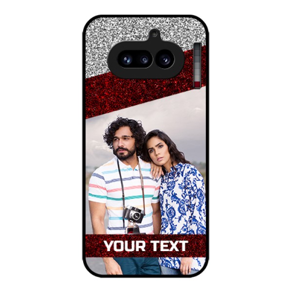 Nothing Phone 4A 5G Custom Glass Phone Case - Image Holder With Glitter Strip Design Nothing Phone 4A 5G Custom Glass Phone Case - Image Holder With Glitter Strip Design
