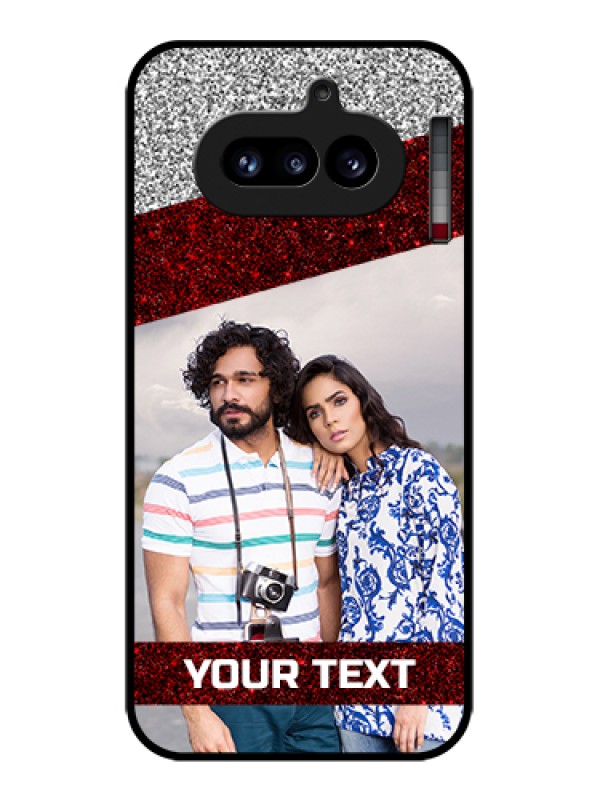 Custom Nothing Phone 4A 5G Custom Glass Phone Case - Image Holder With Glitter Strip Design