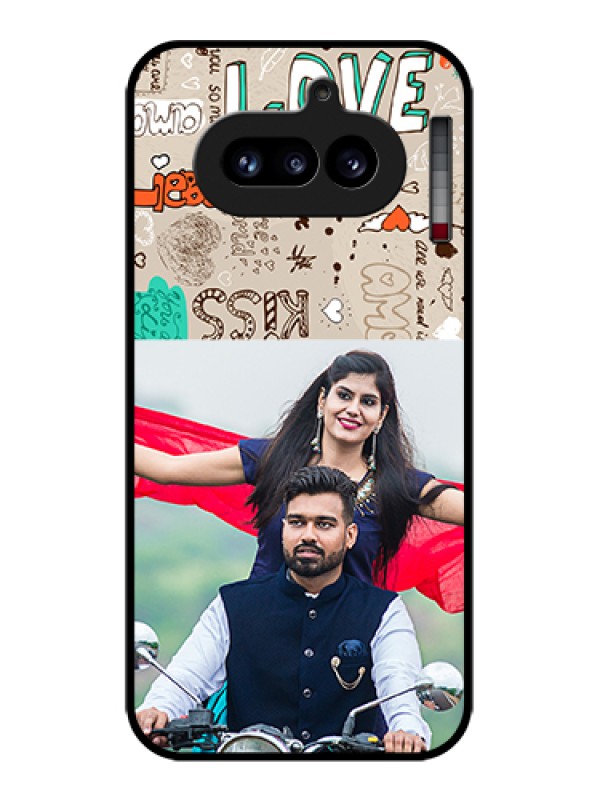 Custom Nothing Phone 4A 5G Custom Glass Phone Case - Love Doodle Pattern