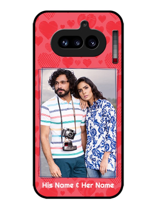 Custom Nothing Phone 4A 5G Custom Glass Phone Case - With Red Heart Symbols Design