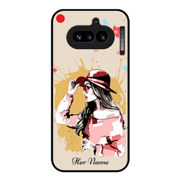 Nothing Phone 4A 5G Custom Glass Phone Case - Women With Pink Hat Design Nothing Phone 4A 5G Custom Glass Phone Case - Women With Pink Hat Design