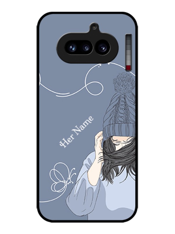 Custom Nothing Phone 4A 5G Custom Glass Phone Case - Girl In Winter Outfit Design