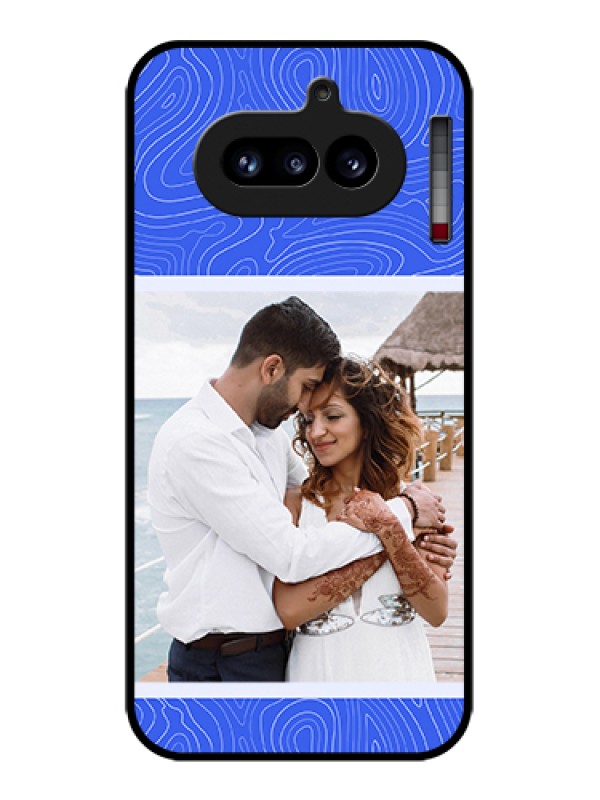 Custom Nothing Phone 4A 5G Custom Glass Phone Case - Curved Line Art With Blue And White Design