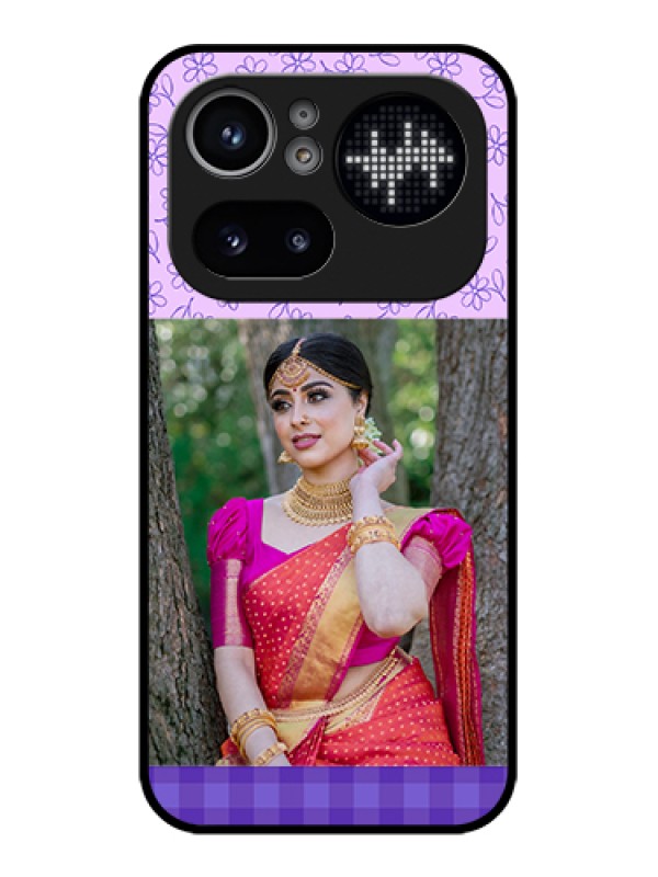 Custom Nothing Phone 4A Pro 5G Custom Glass Phone Case - Purple Floral Design