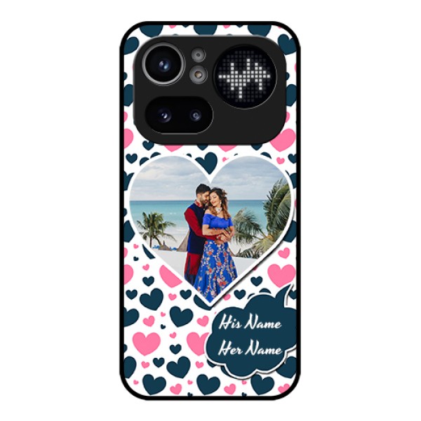 Nothing Phone 4A Pro 5G Custom Glass Phone Case - Pink & Blue Heart Design Nothing Phone 4A Pro 5G Custom Glass Phone Case - Pink & Blue Heart Design