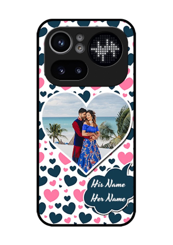 Nothing Phone 4A Pro 5G Custom Glass Phone Case - Pink & Blue Heart Design