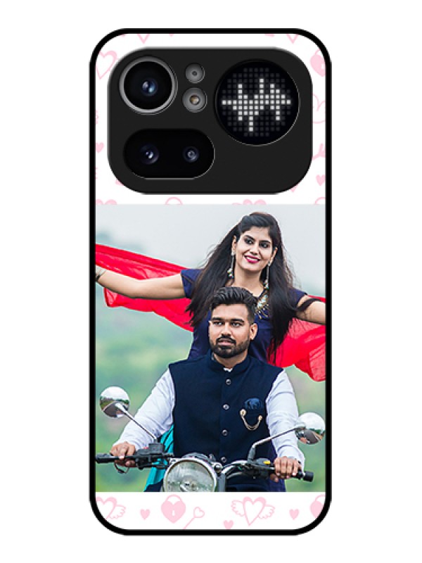 Custom Nothing Phone 4A Pro 5G Custom Glass Phone Case - Pink Flying Heart Design