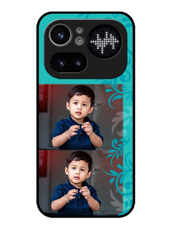 Custom Nothing Phone 4A Pro 5G Custom Glass Phone Case - With Photo And Green Floral Design