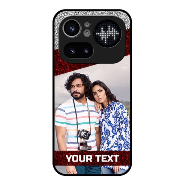 Nothing Phone 4A Pro 5G Custom Glass Phone Case - Image Holder With Glitter Strip Design Nothing Phone 4A Pro 5G Custom Glass Phone Case - Image Holder With Glitter Strip Design