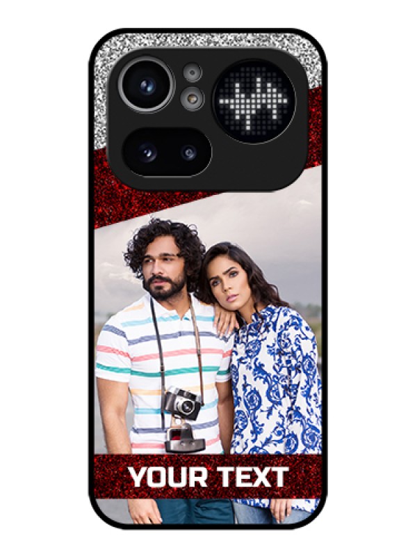 Custom Nothing Phone 4A Pro 5G Custom Glass Phone Case - Image Holder With Glitter Strip Design