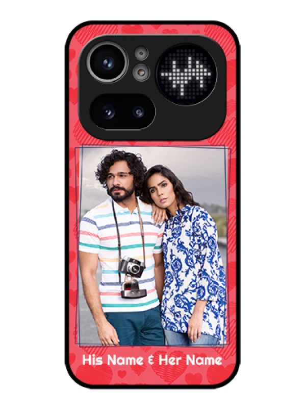 Custom Nothing Phone 4A Pro 5G Custom Glass Phone Case - With Red Heart Symbols Design