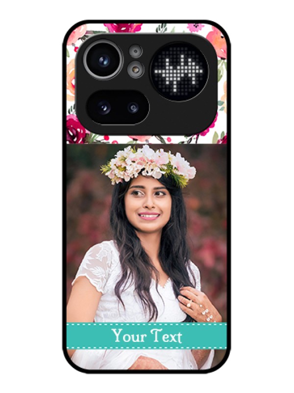 Custom Nothing Phone 4A Pro 5G Custom Glass Phone Case - Water Colors Floral Design