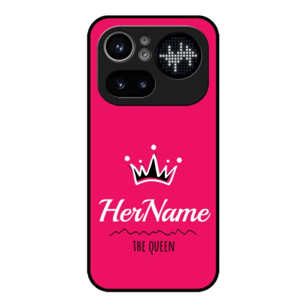 Nothing Phone 4A Pro 5G Custom Glass Phone Case - Queen With Name Design Nothing Phone 4A Pro 5G Custom Glass Phone Case - Queen With Name Design