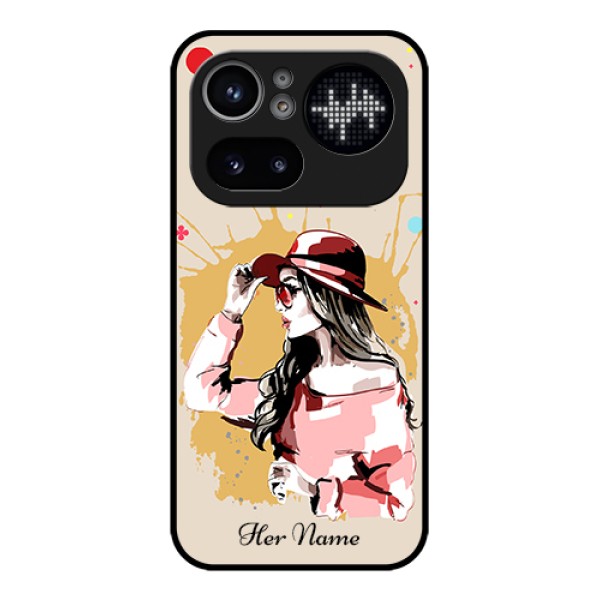 Nothing Phone 4A Pro 5G Custom Glass Phone Case - Women With Pink Hat Design Nothing Phone 4A Pro 5G Custom Glass Phone Case - Women With Pink Hat Design
