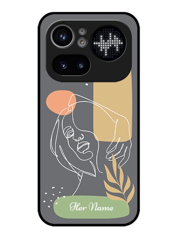 Custom Nothing Phone 4A Pro 5G Custom Glass Phone Case - Gazing Woman Line Art Design