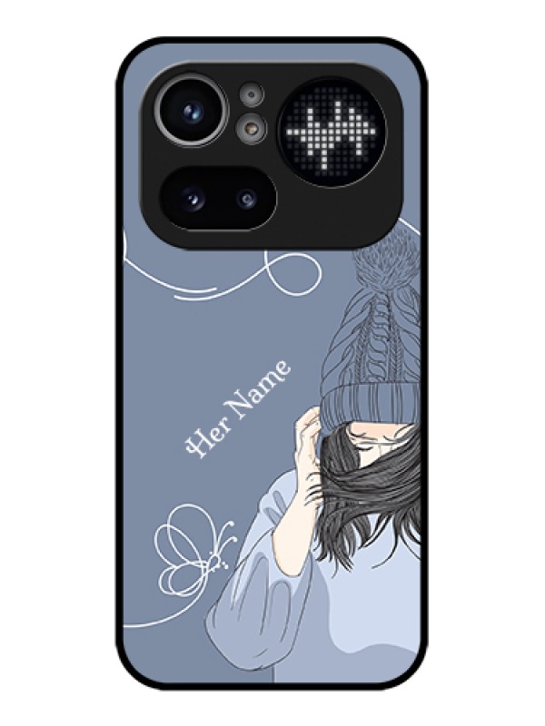 Custom Nothing Phone 4A Pro 5G Custom Glass Phone Case - Girl In Winter Outfit Design