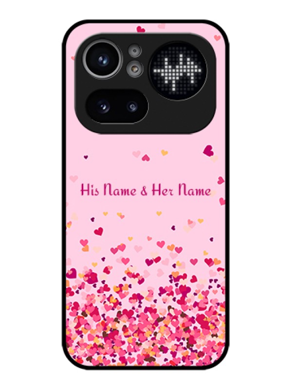 Custom Nothing Phone 4A Pro 5G Custom Glass Phone Case - Floating Hearts Design