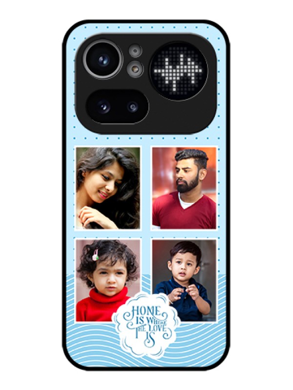 Custom Nothing Phone 4A Pro 5G Custom Glass Phone Case - Cute Love Quote With 4 Pic Upload Design