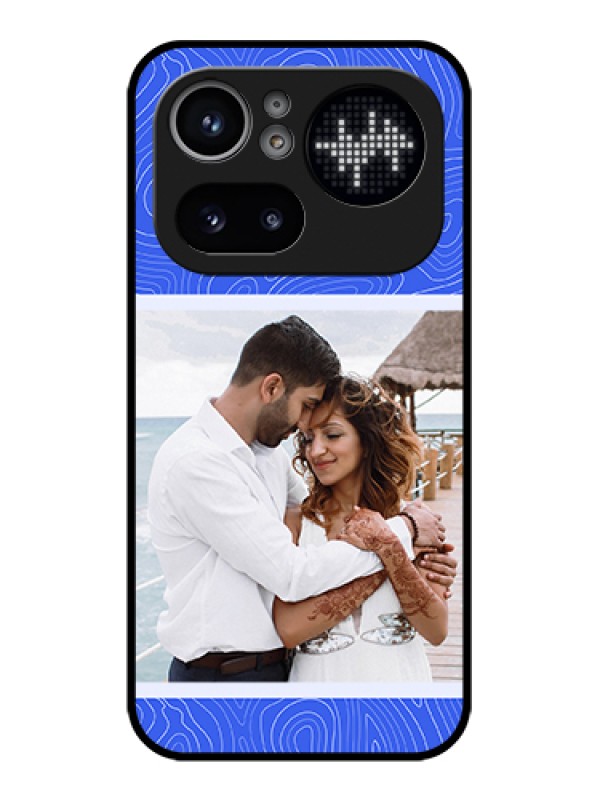Custom Nothing Phone 4A Pro 5G Custom Glass Phone Case - Curved Line Art With Blue And White Design
