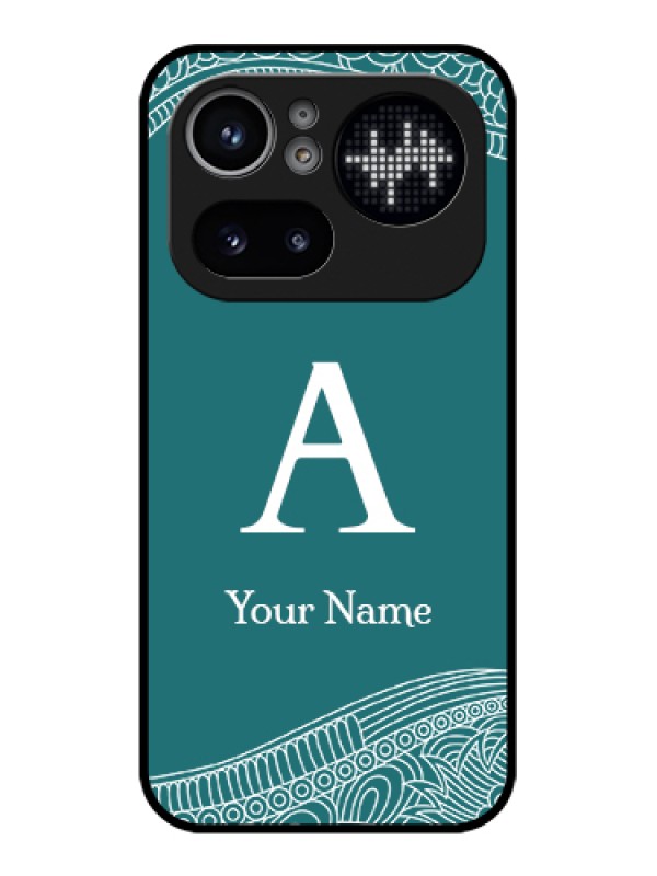 Custom Nothing Phone 4A Pro 5G Custom Glass Phone Case - Line Art Pattern With Custom Name Design