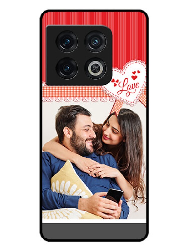 Custom OnePlus 10 Pro 5G Custom Glass Mobile Case - Red Love Pattern Design