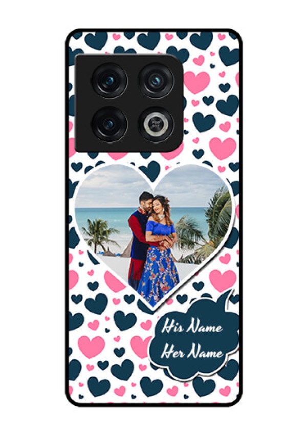 OnePlus 10 Pro 5G Custom Glass Phone Case - Pink & Blue Heart Design