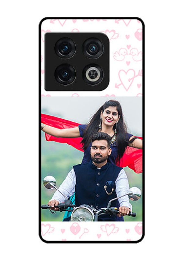 OnePlus 10 Pro 5G Custom Glass Mobile Case - Pink Flying Heart Design