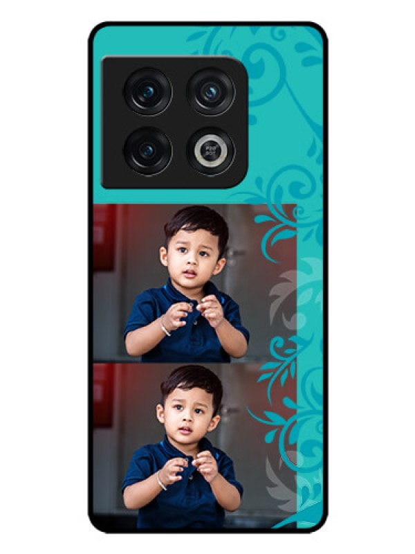 Custom OnePlus 10 Pro 5G Personalized Glass Phone Case - with Photo and Green Floral Design