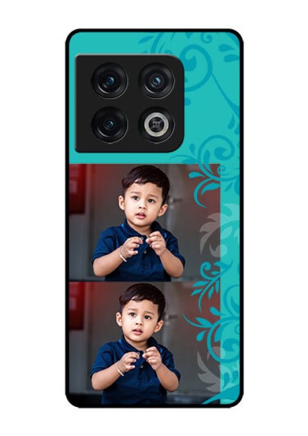 OnePlus 10 Pro 5G Personalized Glass Phone Case - with Photo and Green Floral Design