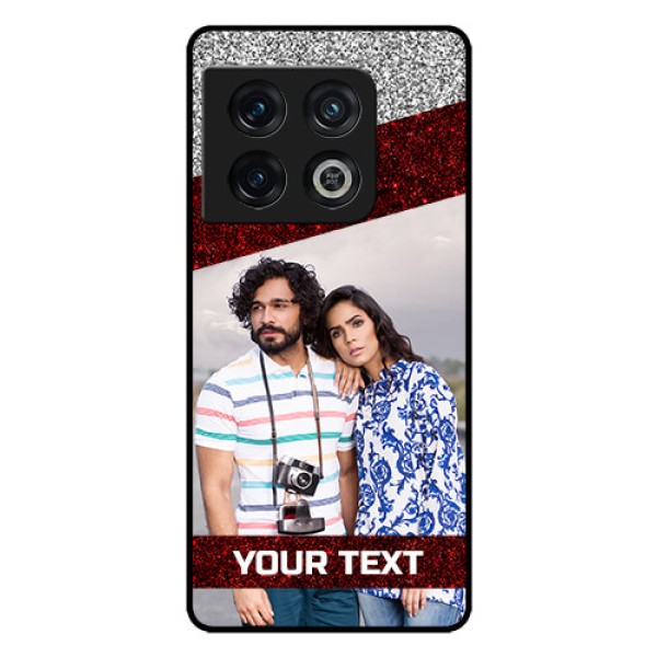 OnePlus 10 Pro 5G Personalized Glass Phone Case - Image Holder with Glitter Strip Design