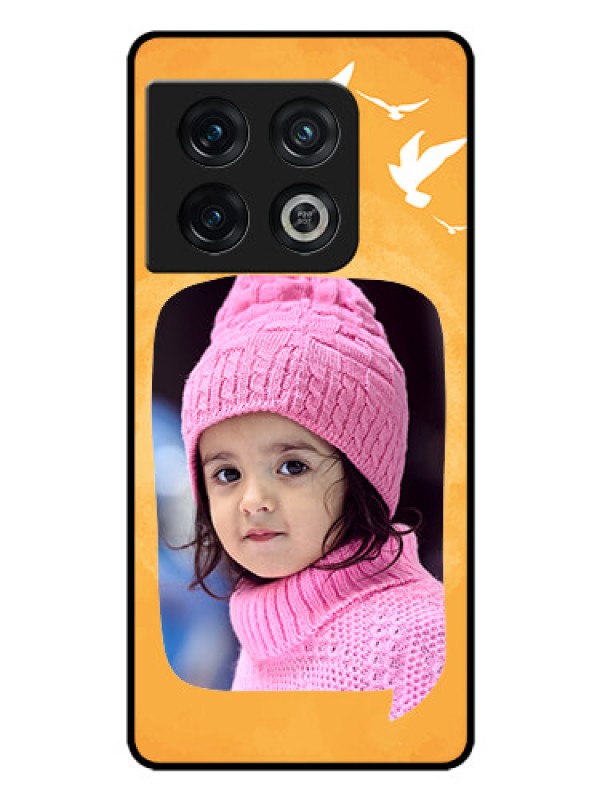 Custom OnePlus 10 Pro 5G Personalized Glass Phone Case - Water Color Design with Bird Icons