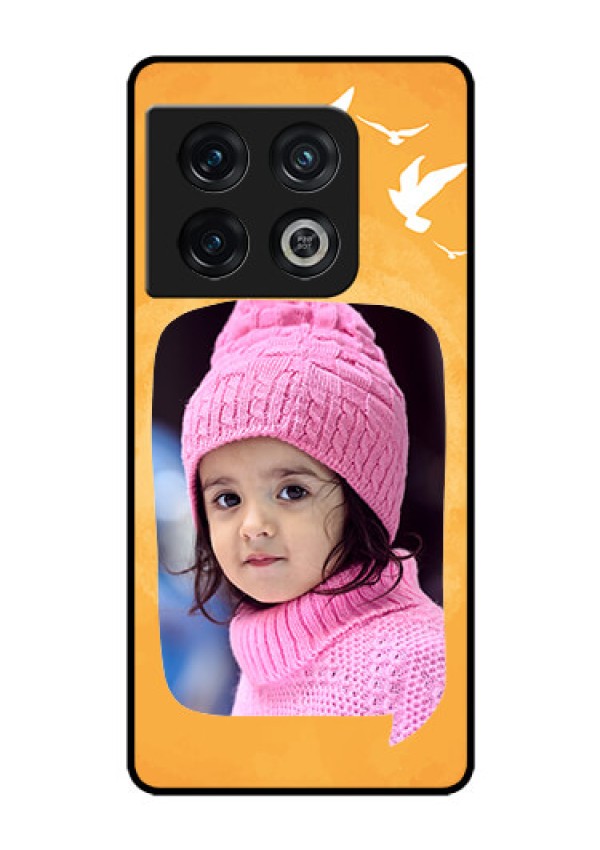 OnePlus 10 Pro 5G Personalized Glass Phone Case - Water Color Design with Bird Icons