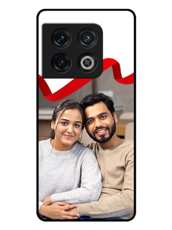 Custom OnePlus 10 Pro 5G Photo Printing on Glass Case - Red Ribbon Frame Design