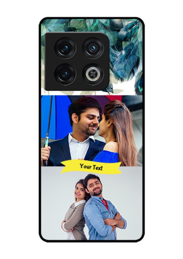 OnePlus 10 Pro 5G Personalized Glass Phone Case - Image with Boho Peacock Feather Design