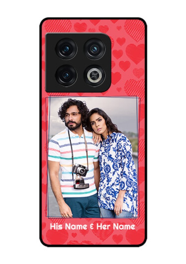 OnePlus 10 Pro 5G Photo Printing on Glass Case - with Red Heart Symbols Design