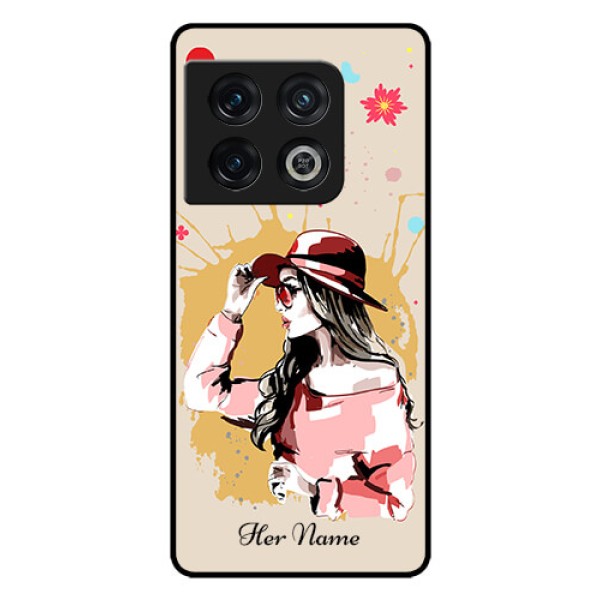 OnePlus 10 Pro 5G Photo Printing on Glass Case - Women with pink hat Design OnePlus 10 Pro 5G Photo Printing on Glass Case - Women with pink hat Design